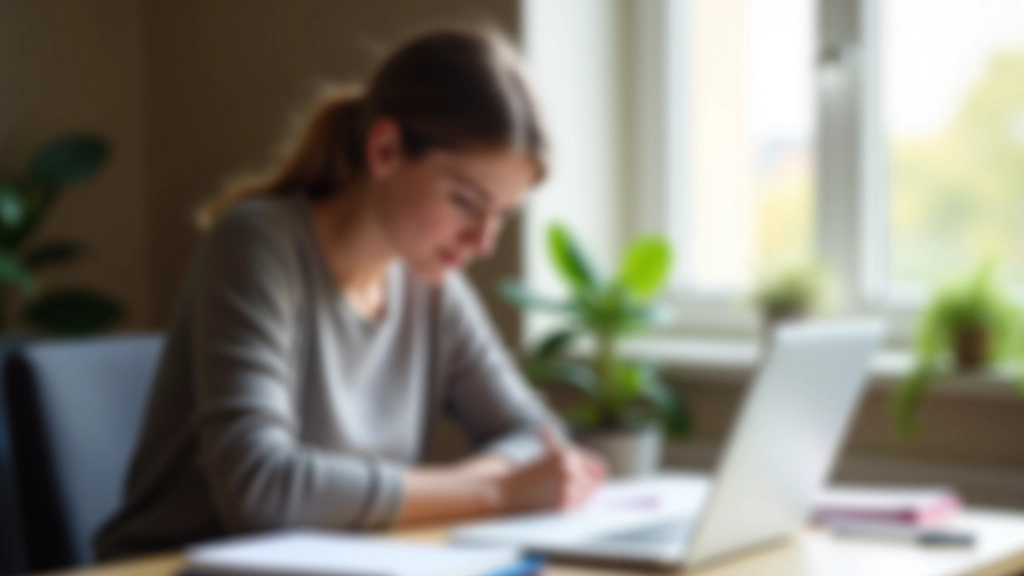 Femme concentrée prenant des notes pendant une formation en ligne chez elle